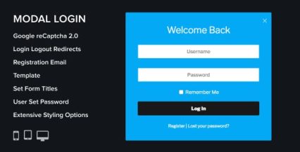 Modal Login Register Forgotten Plugin 2.0.5